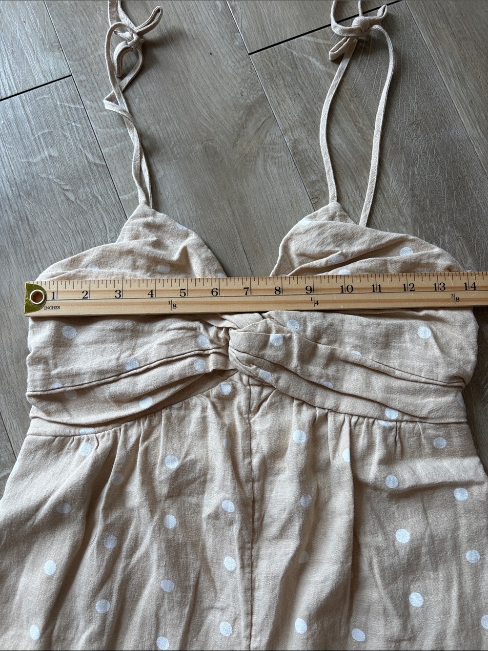 Old Navy Light Tan Polka Dot Linen-Blend Wide-Leg Jumpsuit Size Small - Picture 3 of 10